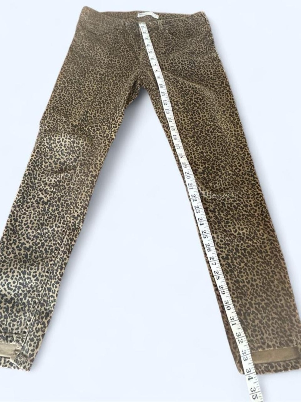 Punk Grunge Leopard Print Denim Jeans - Size 6 by Zara